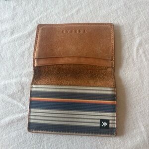 Thread Tan Leather Card Holder with Stripe Lining